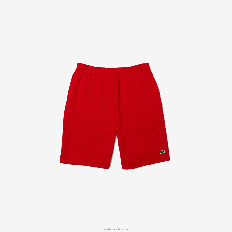 Lacoste korte broek van biologisch geborsteld katoenfleece 0828H1373 rood 240 Heren