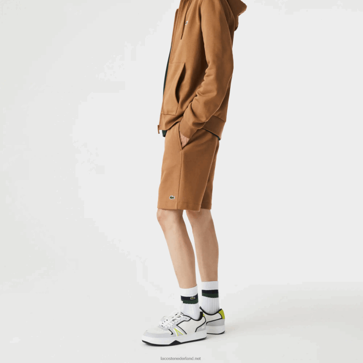 Lacoste korte broek van biologisch geborsteld katoenfleece 0828H1397 bruin z0w Heren