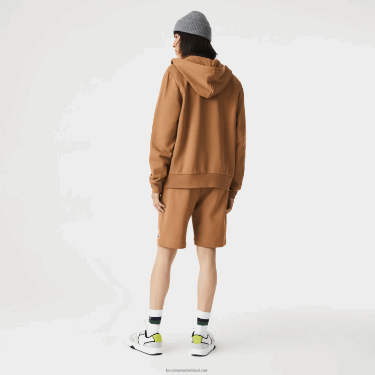 Lacoste korte broek van biologisch geborsteld katoenfleece 0828H1397 bruin z0w Heren