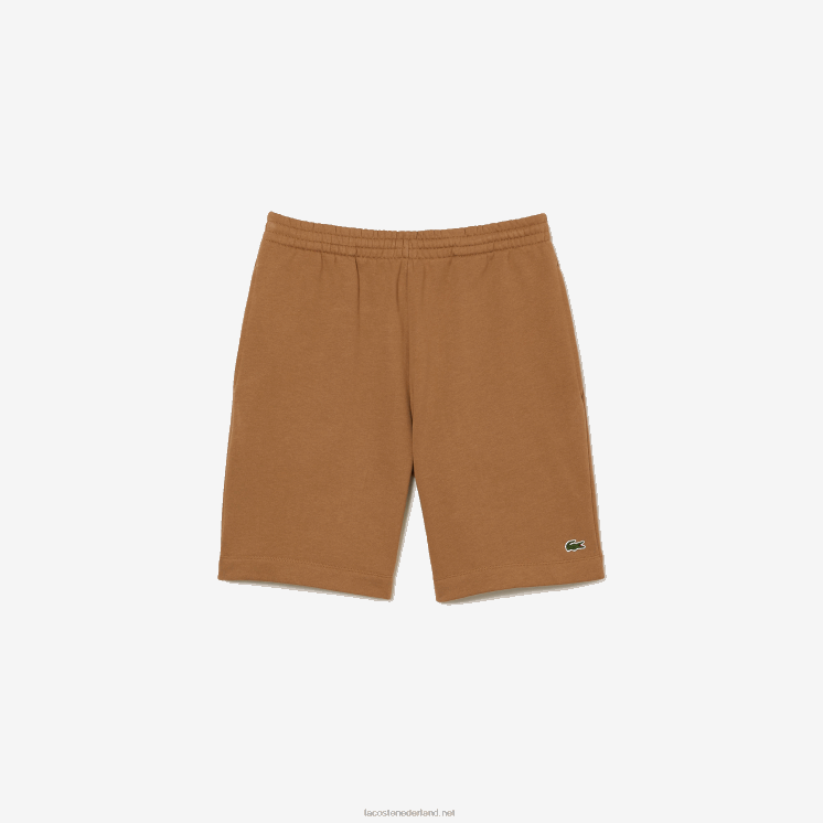 Lacoste korte broek van biologisch geborsteld katoenfleece 0828H1397 bruin z0w Heren