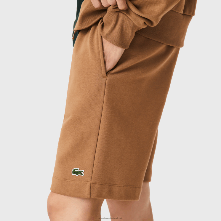 Lacoste korte broek van biologisch geborsteld katoenfleece 0828H1397 bruin z0w Heren