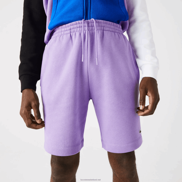 Lacoste korte broek van biologisch geborsteld katoenfleece 0828H1425 paarse gfu Heren
