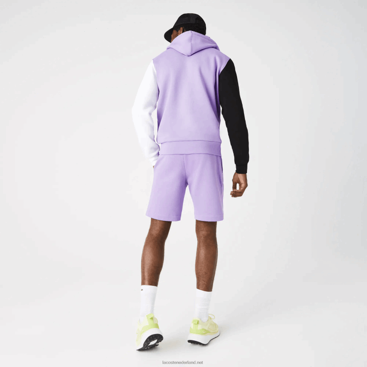 Lacoste korte broek van biologisch geborsteld katoenfleece 0828H1425 paarse gfu Heren