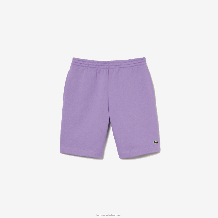 Lacoste korte broek van biologisch geborsteld katoenfleece 0828H1425 paarse gfu Heren