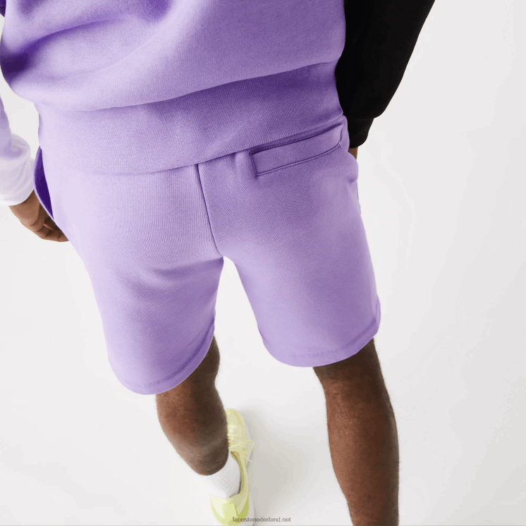 Lacoste korte broek van biologisch geborsteld katoenfleece 0828H1425 paarse gfu Heren