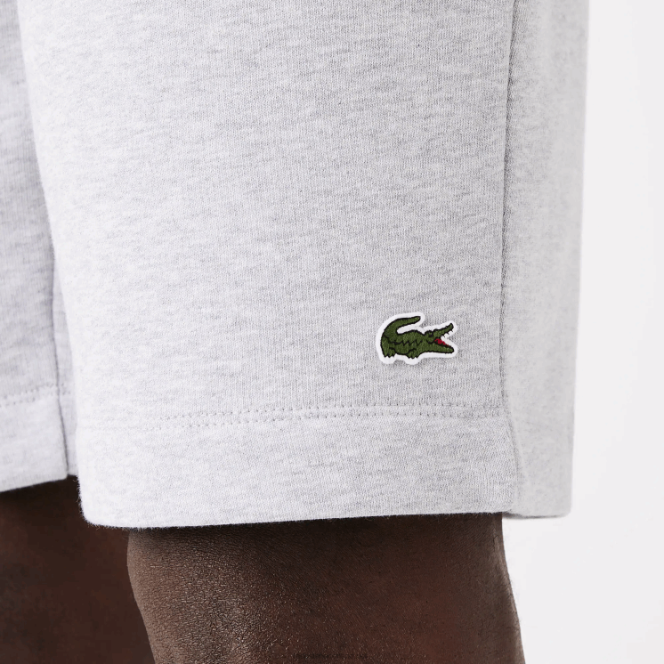 Lacoste korte broek van biologisch geborsteld katoenfleece 0828H1432 grijze chine ca Heren