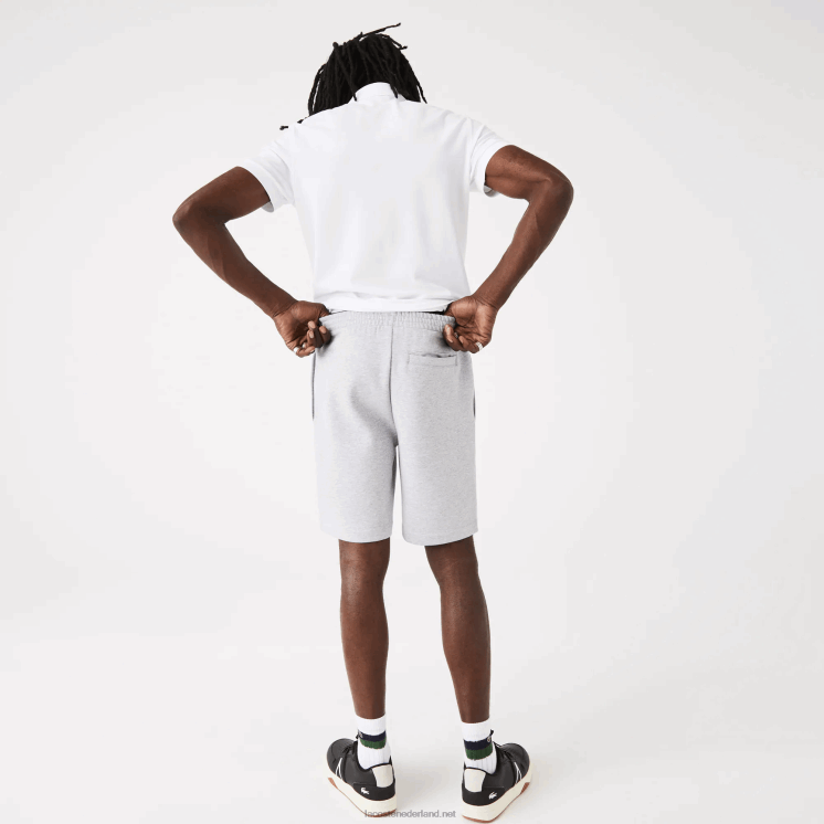 Lacoste korte broek van biologisch geborsteld katoenfleece 0828H1432 grijze chine ca Heren