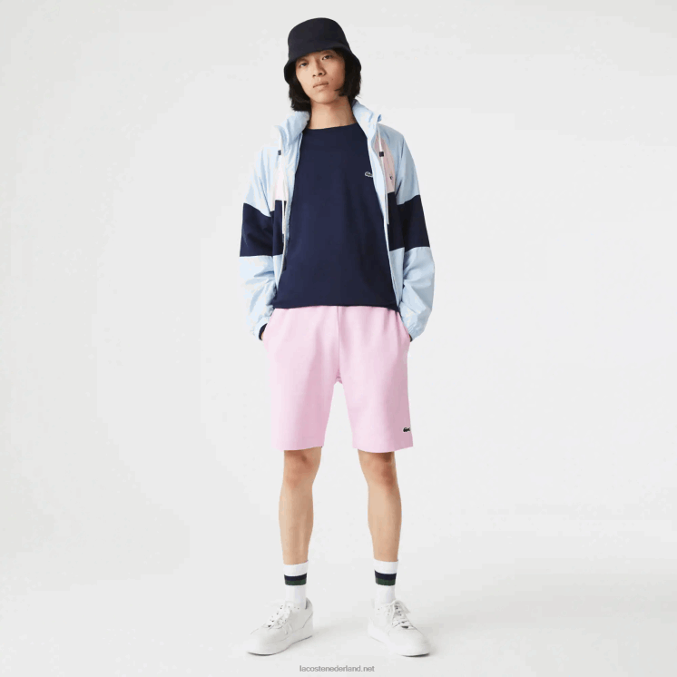 Lacoste korte broek van biologisch geborsteld katoenfleece 0828H1576 roze z4h Heren