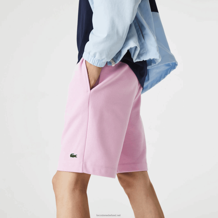 Lacoste korte broek van biologisch geborsteld katoenfleece 0828H1576 roze z4h Heren