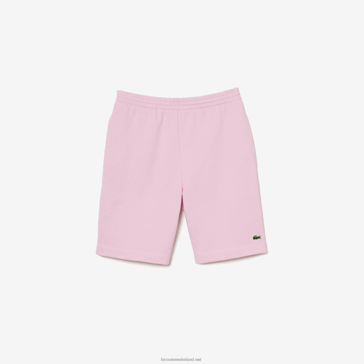 Lacoste korte broek van biologisch geborsteld katoenfleece 0828H1576 roze z4h Heren