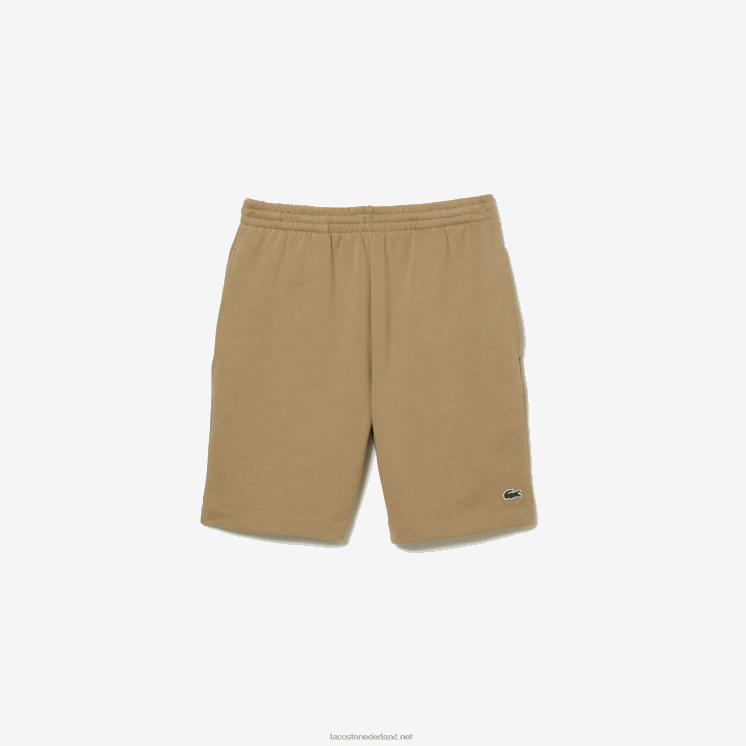 Lacoste korte broek van biologisch geborsteld katoenfleece 0828H414 beige cb8 Heren
