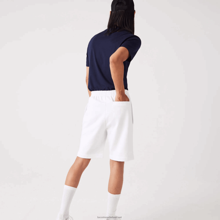 Lacoste korte broek van biologisch geborsteld katoenfleece 0828H415 wit 001 Heren