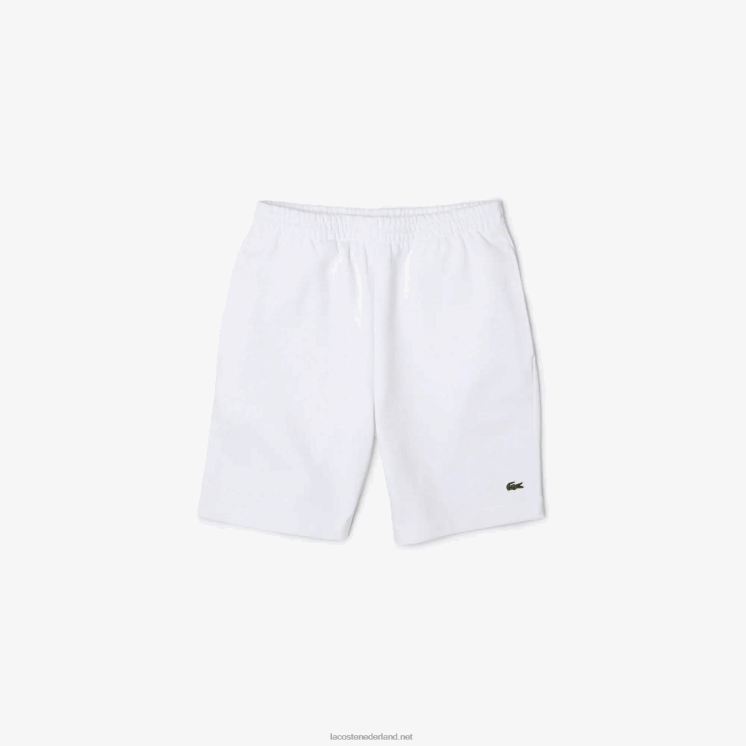 Lacoste korte broek van biologisch geborsteld katoenfleece 0828H415 wit 001 Heren