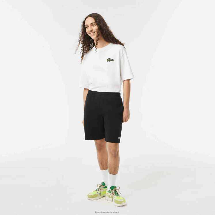 Lacoste korte broek van biologisch geborsteld katoenfleece 0828H416 zwart 031 Heren