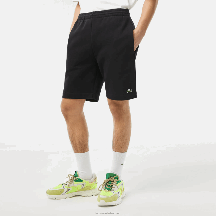 Lacoste korte broek van biologisch geborsteld katoenfleece 0828H416 zwart 031 Heren