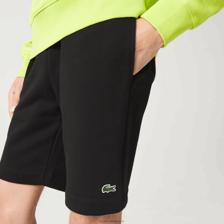 Lacoste korte broek van biologisch geborsteld katoenfleece 0828H416 zwart 031 Heren