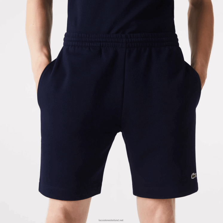 Lacoste korte broek van biologisch geborsteld katoenfleece 0828H417 marineblauw 166 Heren