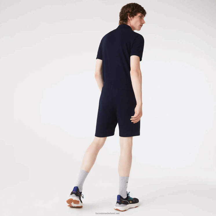 Lacoste korte broek van biologisch geborsteld katoenfleece 0828H417 marineblauw 166 Heren