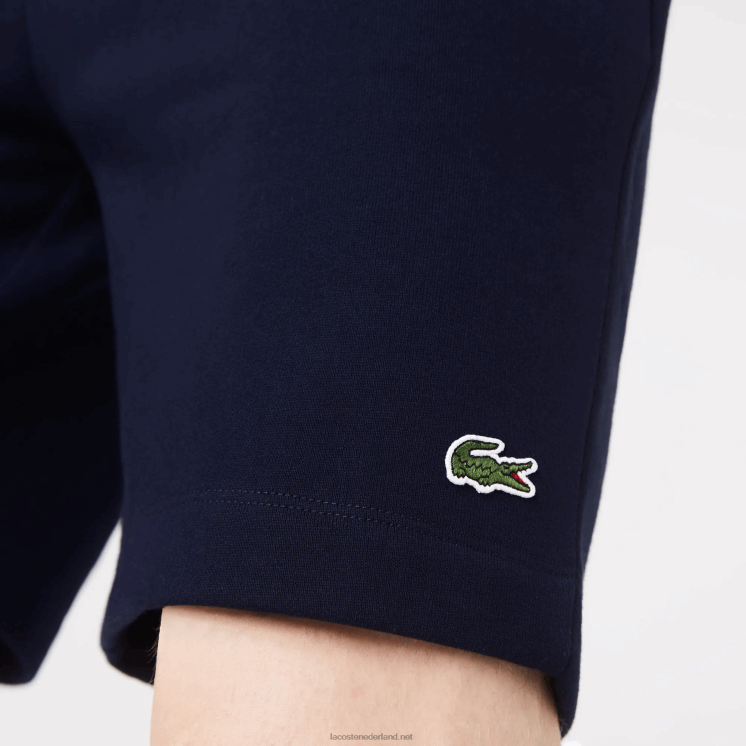 Lacoste korte broek van biologisch geborsteld katoenfleece 0828H417 marineblauw 166 Heren