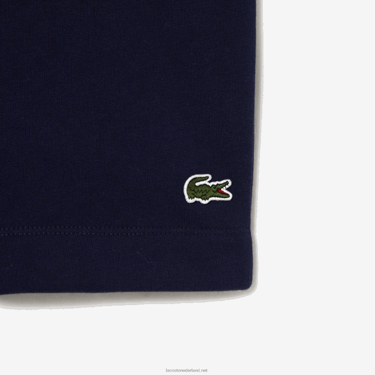 Lacoste korte broek van biologisch geborsteld katoenfleece 0828H417 marineblauw 166 Heren