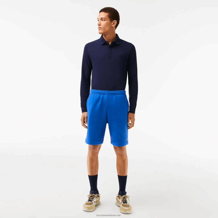 Lacoste korte broek van biologisch geborsteld katoenfleece 0828H449 blauwe kxb Heren