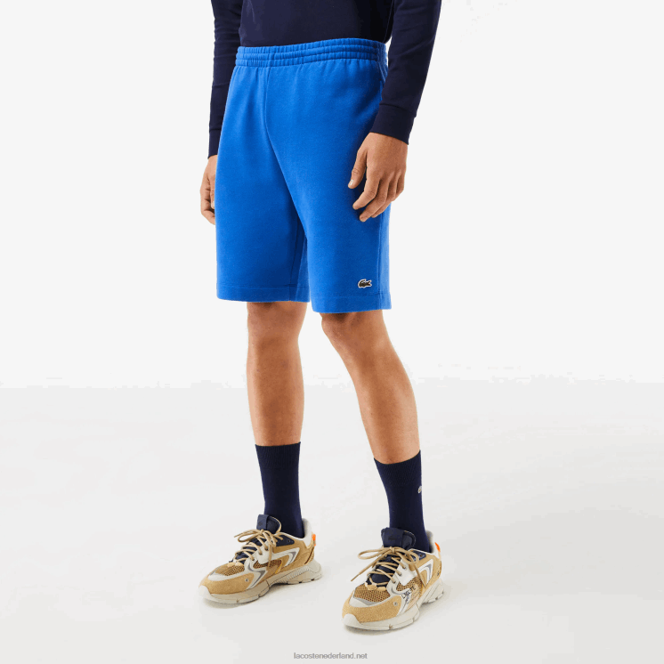 Lacoste korte broek van biologisch geborsteld katoenfleece 0828H449 blauwe kxb Heren