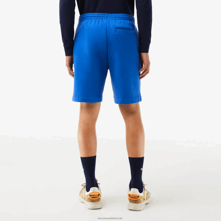 Lacoste korte broek van biologisch geborsteld katoenfleece 0828H449 blauwe kxb Heren