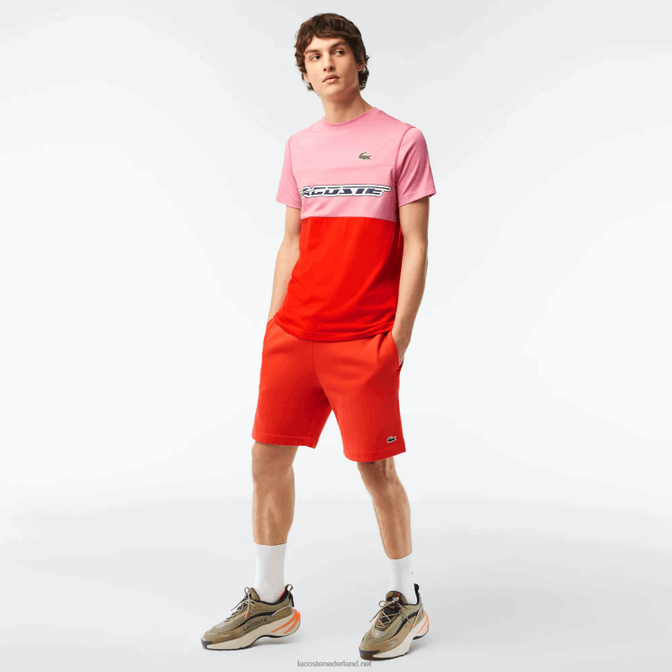 Lacoste korte broek van biologisch geborsteld katoenfleece 0828H453 oranje 02k Heren