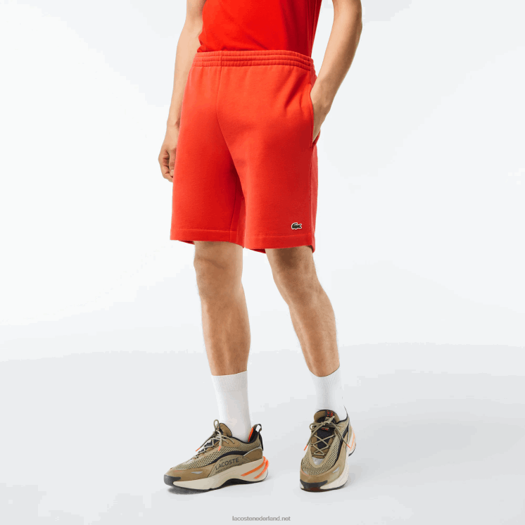 Lacoste korte broek van biologisch geborsteld katoenfleece 0828H453 oranje 02k Heren