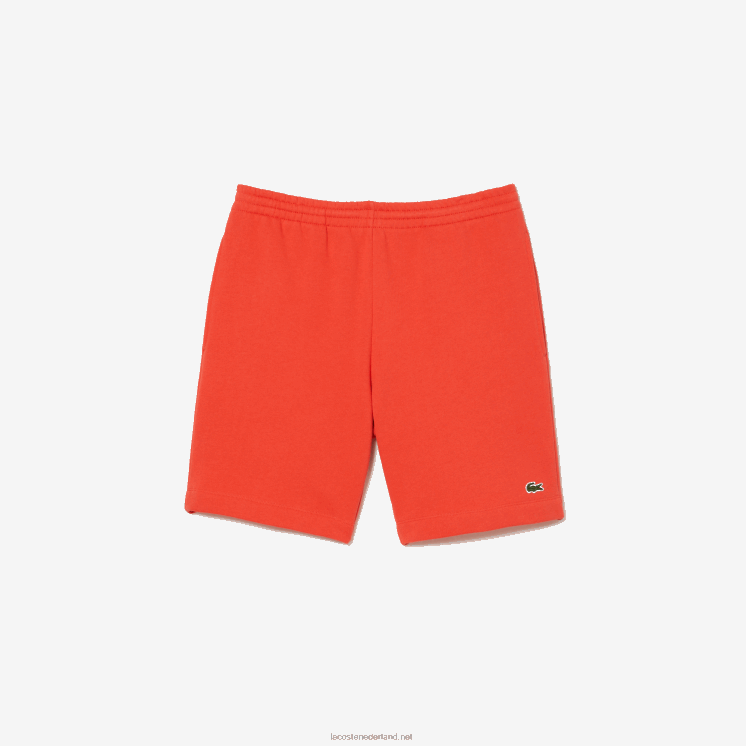 Lacoste korte broek van biologisch geborsteld katoenfleece 0828H453 oranje 02k Heren