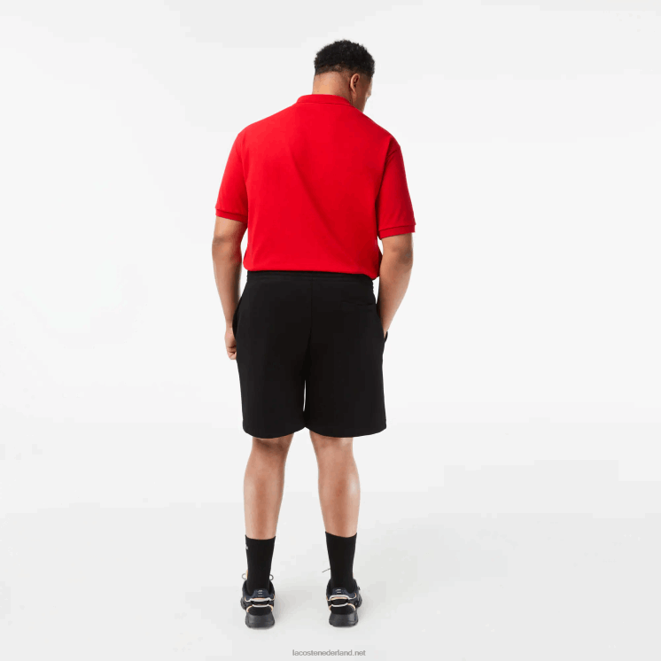 Lacoste korte broek van biologisch katoen geborsteld fleece - grote maten - groot 0828H463 zwart 031 Heren