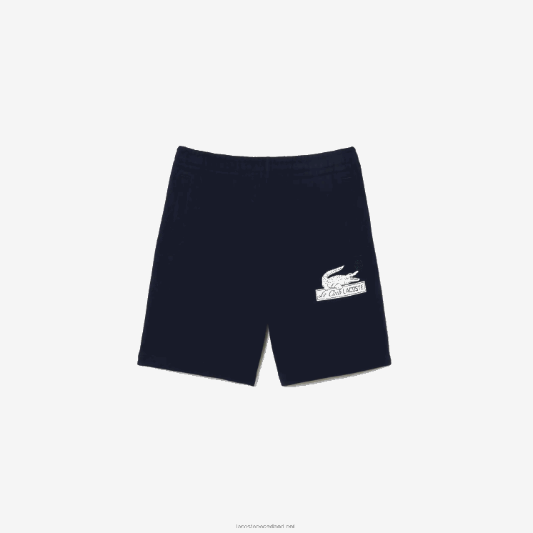 Lacoste korte broek van ongeborsteld biologisch katoenfleece 0828H487 marineblauw 166 Heren