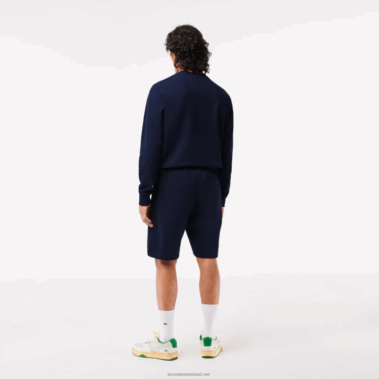 Lacoste korte broek van ongeborsteld katoenfleece 0828H430 marineblauw 166 Heren