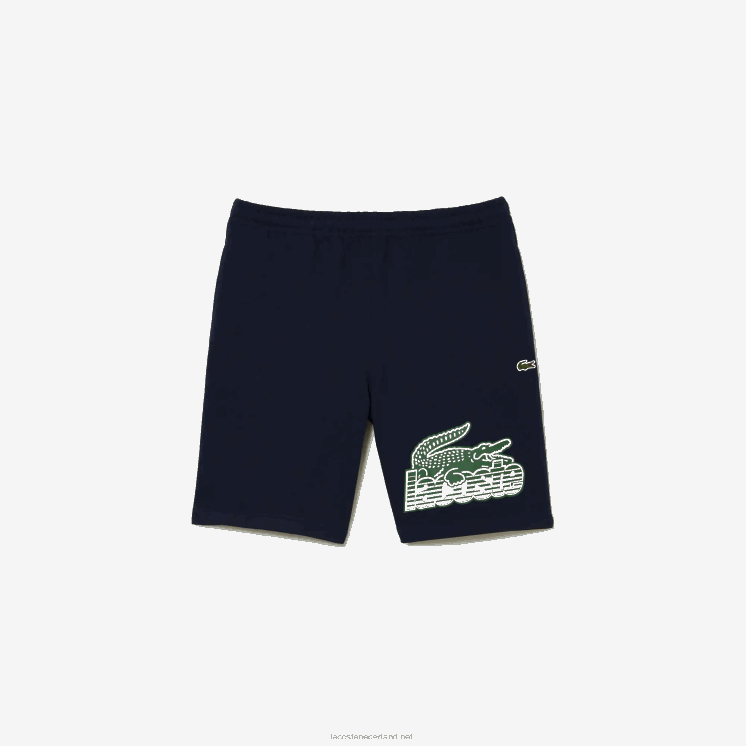 Lacoste korte broek van ongeborsteld katoenfleece 0828H430 marineblauw 166 Heren