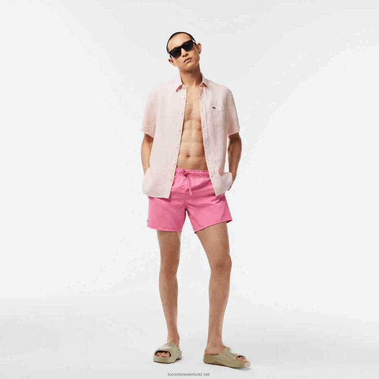 Lacoste lichte sneldrogende zwembroek 0828H533 roze groen w4i Heren