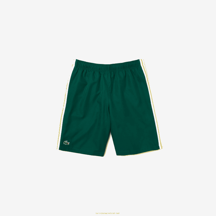 Lacoste lichtgewicht sportbroek met contrasterende banden 0828H1362 groen geel wit 117 Heren