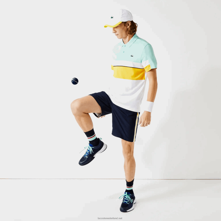 Lacoste lichtgewicht sportbroek met contrasterende banden 0828H1363 marineblauw geel wit apk Heren