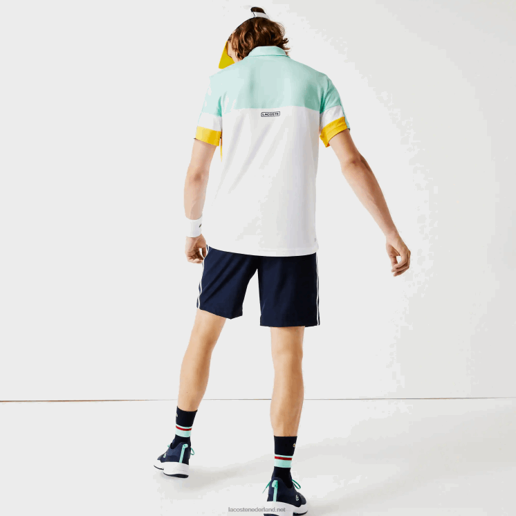 Lacoste lichtgewicht sportbroek met contrasterende banden 0828H1363 marineblauw geel wit apk Heren