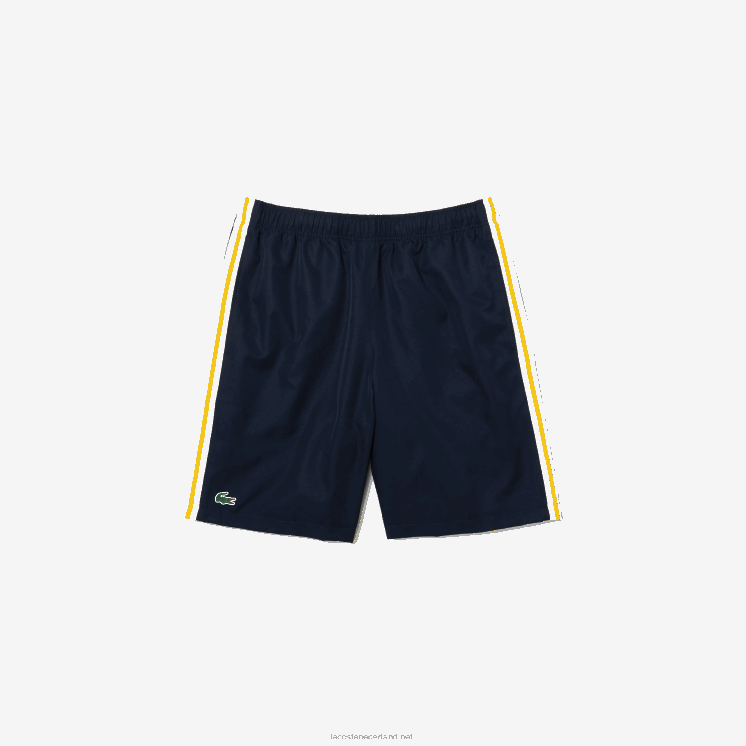 Lacoste lichtgewicht sportbroek met contrasterende banden 0828H1363 marineblauw geel wit apk Heren