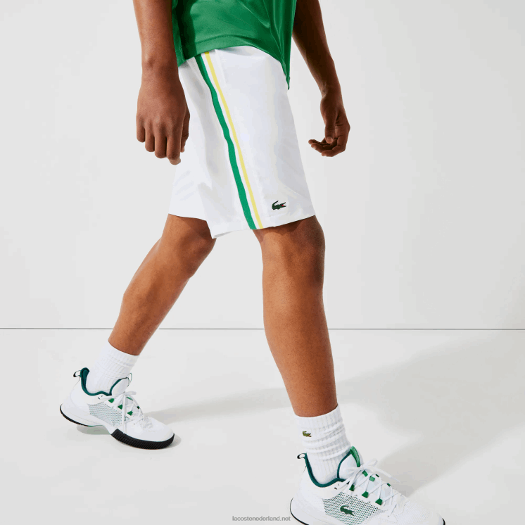 Lacoste lichtgewicht sportbroek met contrasterende banden 0828H1364 wit groen geel wit b0t Heren