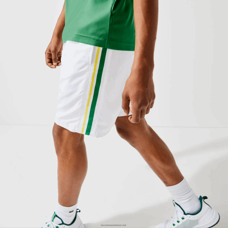Lacoste lichtgewicht sportbroek met contrasterende banden 0828H1364 wit groen geel wit b0t Heren