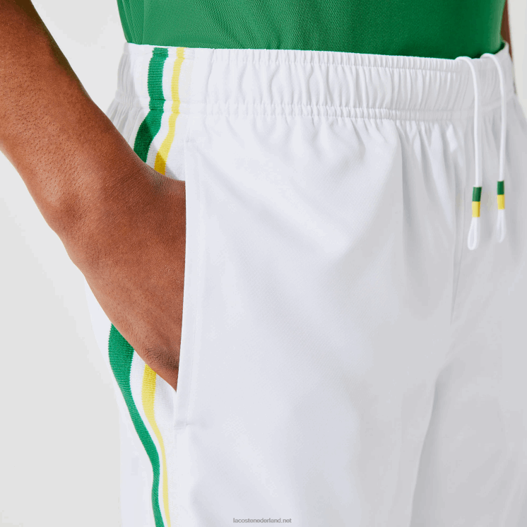 Lacoste lichtgewicht sportbroek met contrasterende banden 0828H1364 wit groen geel wit b0t Heren
