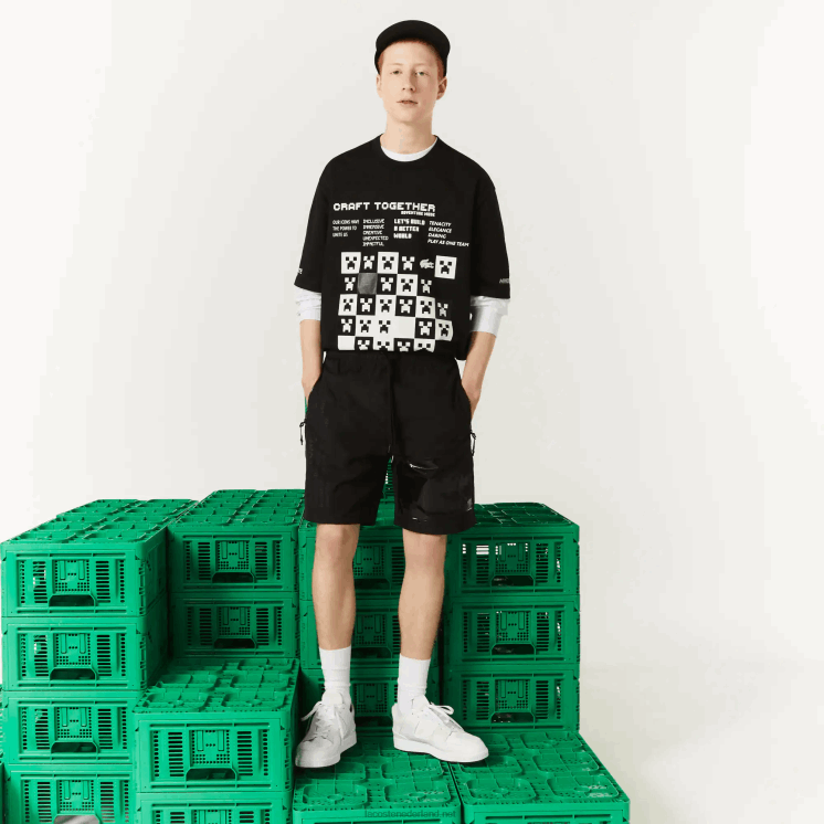 Lacoste live x minecraft nylon bermuda 0828H1634 zwart 031 Heren