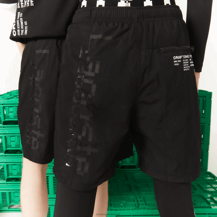 Lacoste live x minecraft nylon bermuda 0828H1634 zwart 031 Heren