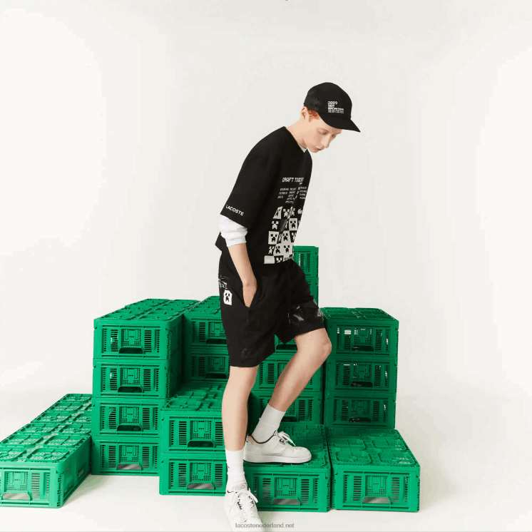 Lacoste live x minecraft nylon bermuda 0828H1634 zwart 031 Heren