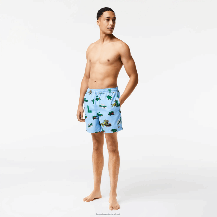 Lacoste mesh gevoerde zwembroek 0828H1669 blauw wit eep Heren