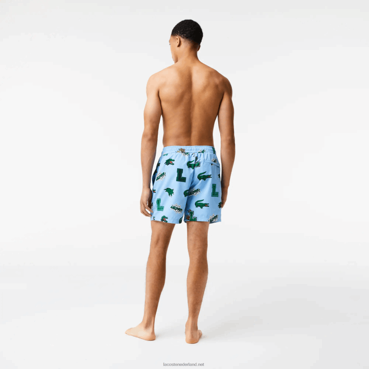Lacoste mesh gevoerde zwembroek 0828H1669 blauw wit eep Heren