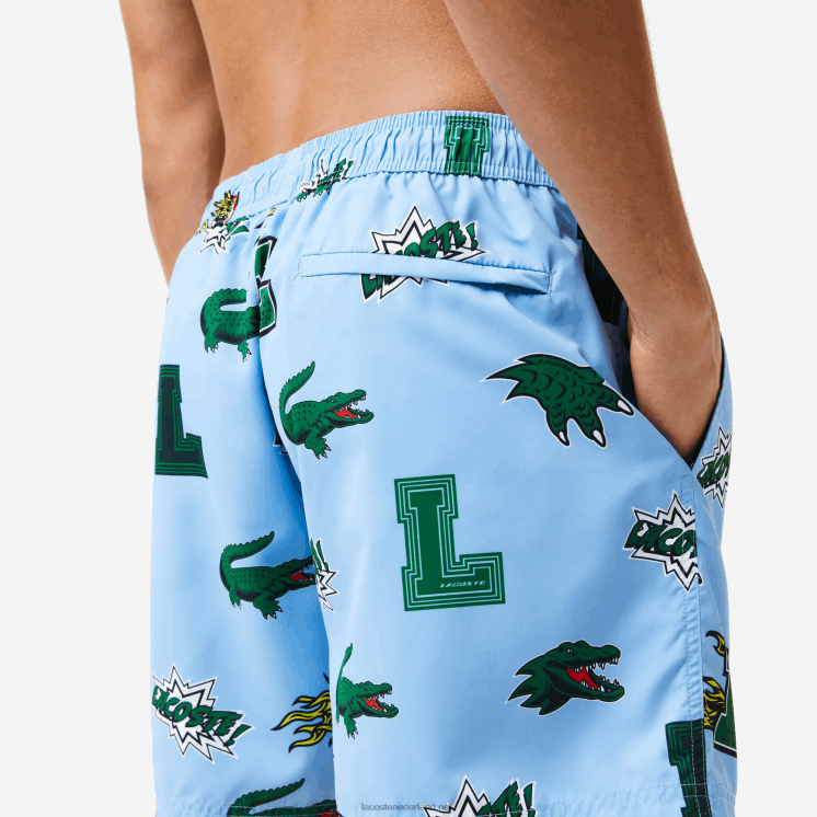 Lacoste mesh gevoerde zwembroek 0828H1669 blauw wit eep Heren