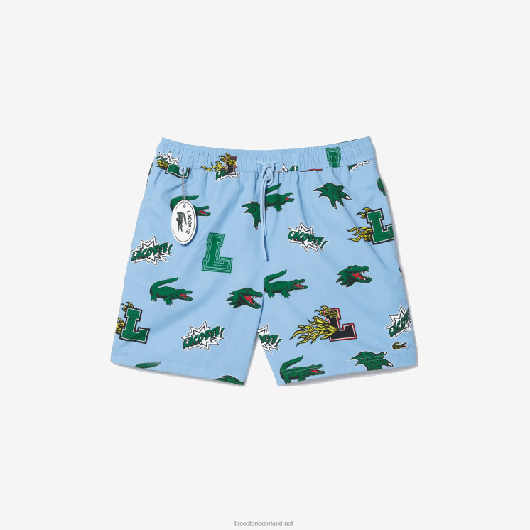 Lacoste mesh gevoerde zwembroek 0828H1669 blauw wit eep Heren