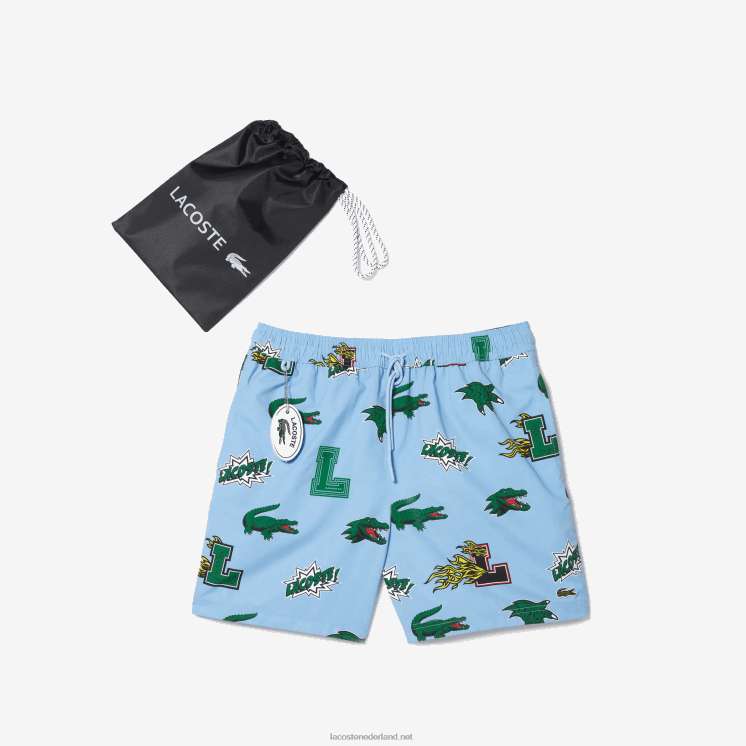 Lacoste mesh gevoerde zwembroek 0828H1669 blauw wit eep Heren
